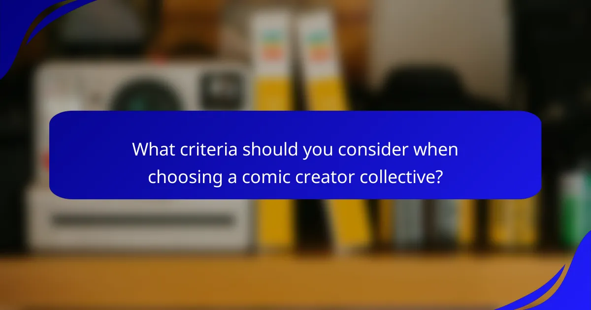 What criteria should you consider when choosing a comic creator collective?